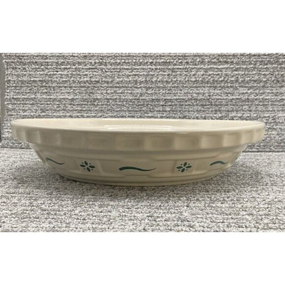 Longaberger Pottery Woven Traditions Heritage Green 10" Pie Baking Dish / Plate - Picture 4 of 9